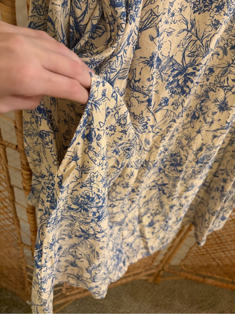 Hudson Gray Cream Long-Sleeve Dress with Blue Floral Print - Picture 8 of 10